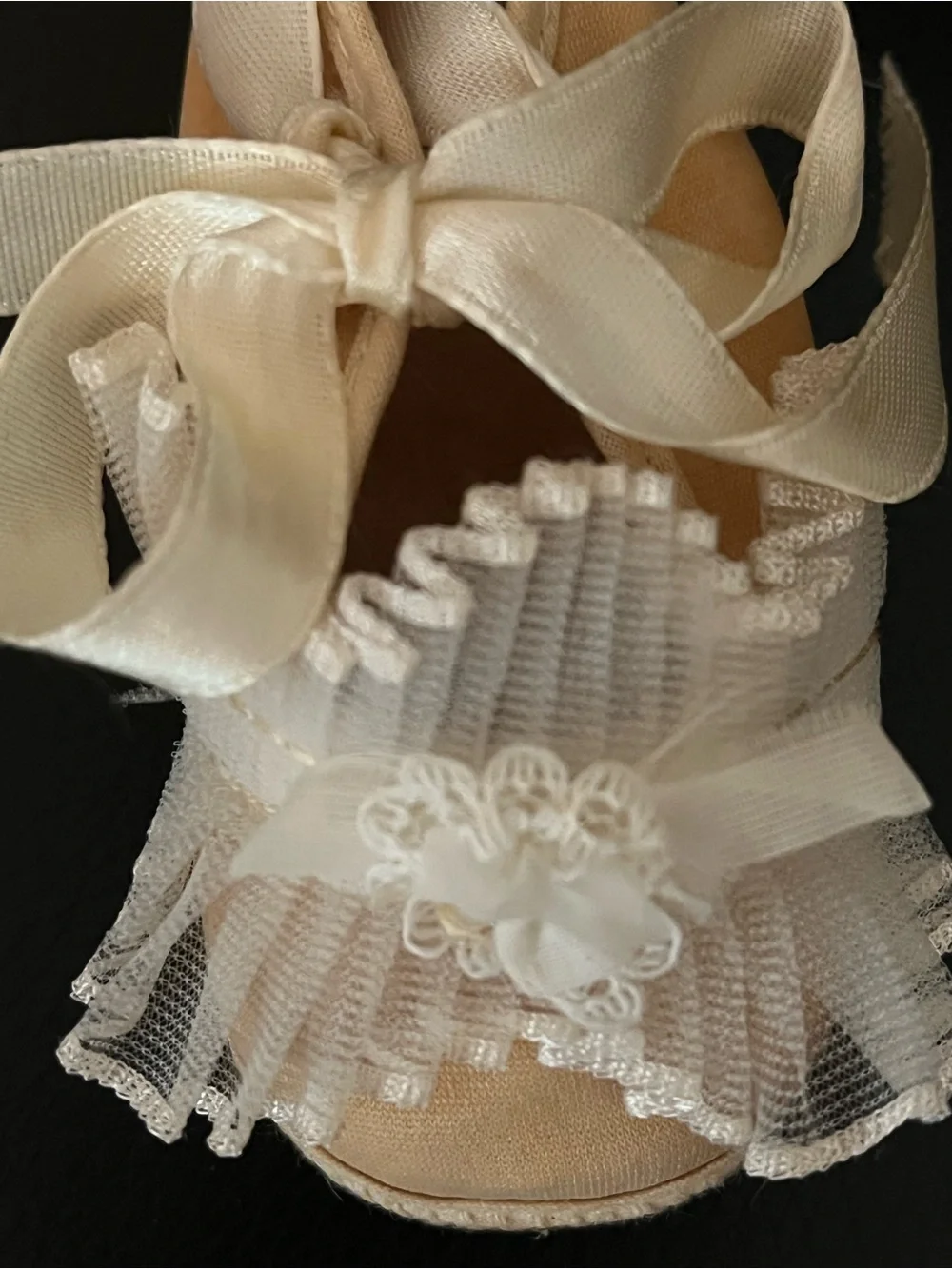 Vintage Baby Booties Tiny Lace and Ribbon Shoes Slippers Baptism Christening